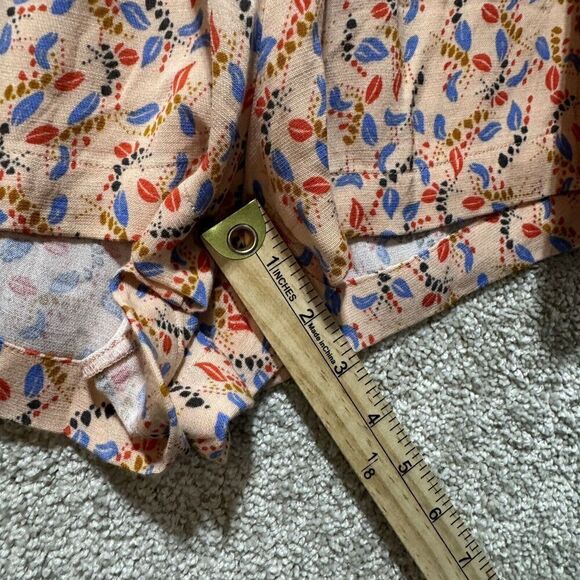 Free People Romper Women's 6 Peach Printed Short One Piece Split Sleeve Playsuit - Picture 9 of 14